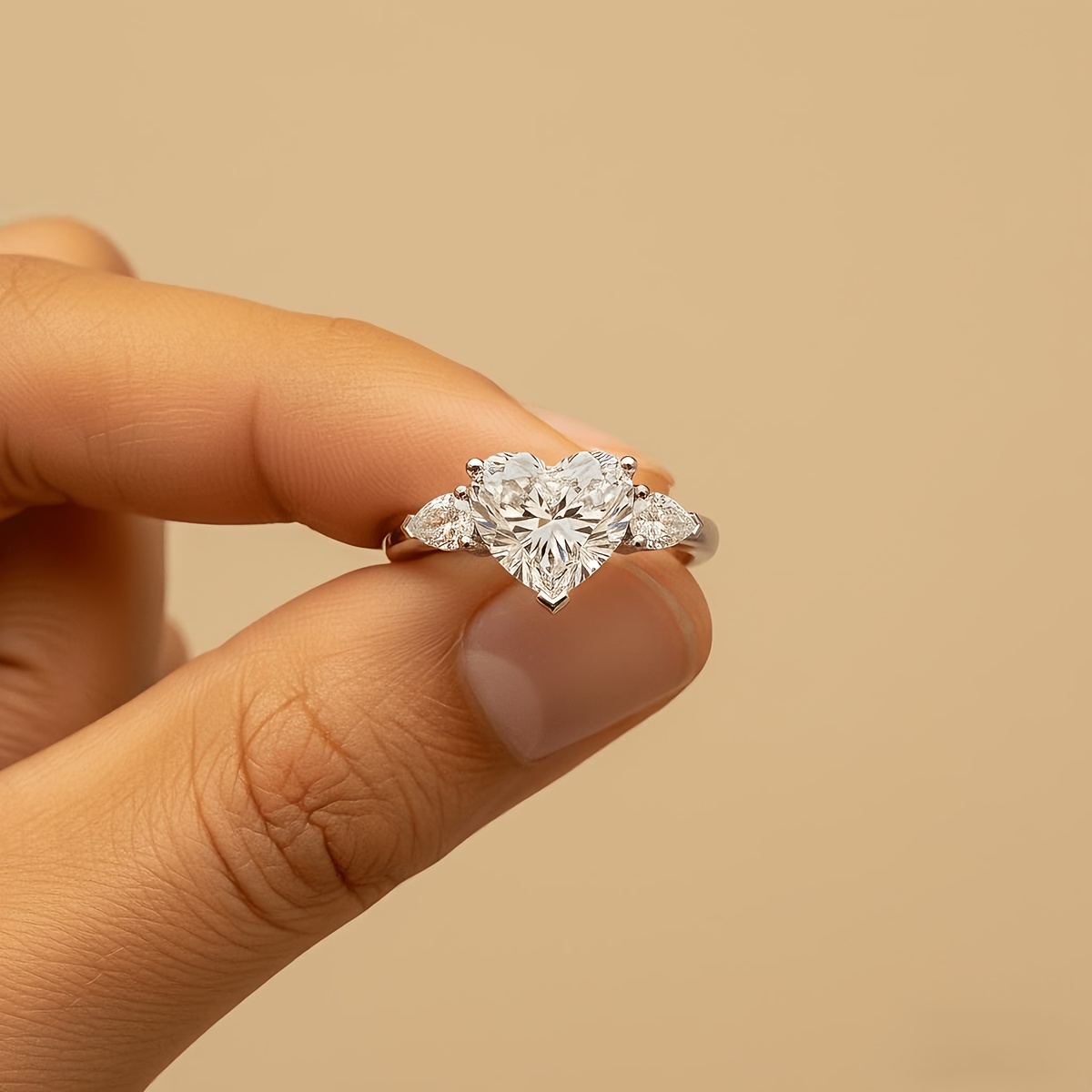 Women's Cube Heart-Shaped Teardrop Ring, Casual Versatile Gift